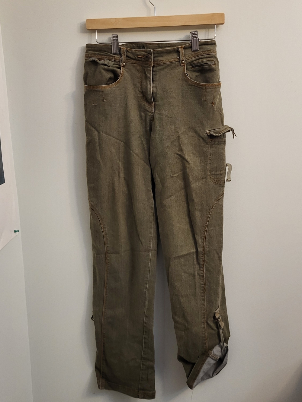 G by Guess Olive Green Straight-Leg Utility Jeans